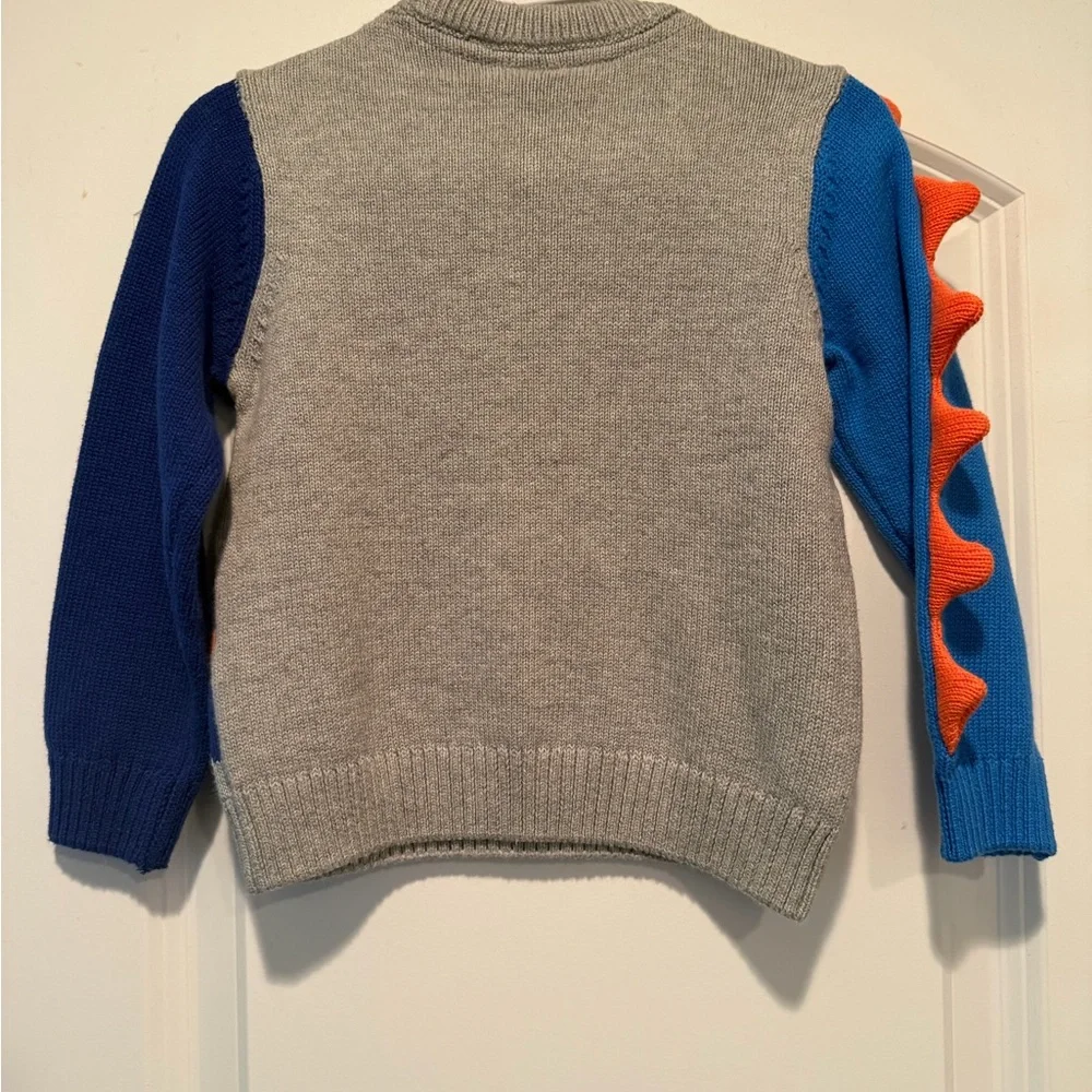 Gymboree Gray Blue Orange Dinosaur Knit Sweater